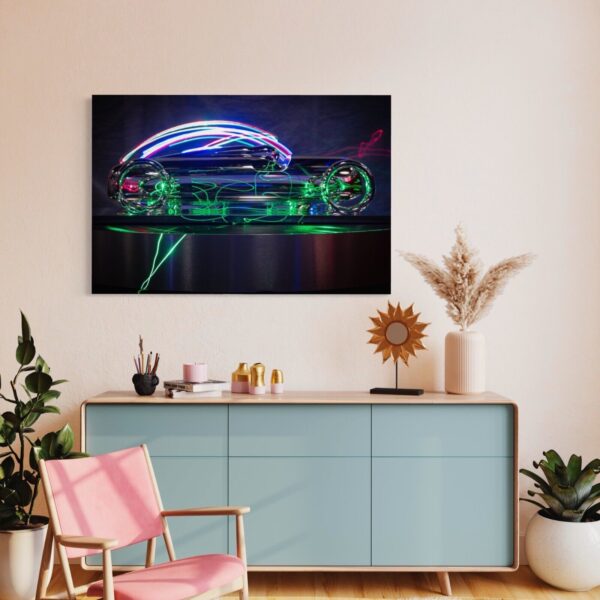 Abstract 1936 Auto Union Race Car Sculpture Neon Laser Art Sheer Metal Print - Image 5