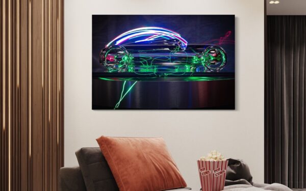 Abstract 1936 Auto Union Race Car Sculpture Neon Laser Art Sheer Metal Print - Image 3