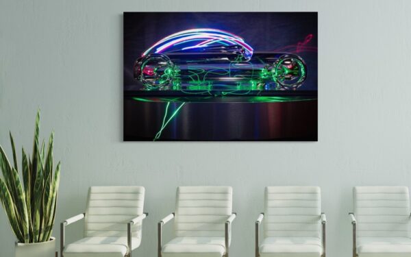 Abstract 1936 Auto Union Race Car Sculpture Neon Laser Art Sheer Metal Print - Image 2